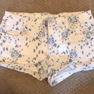 Blue Flower Jean Shorts